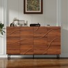 Racxily Modern Art Sideboard, Wave Relief Design with Walnut Texture & Iron Legs, Living Room Storage Cabinet - 4 of 4