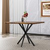 NicBex 38.6" Modern Square Dining Table,Kitchen Table with MDF Tabletop and  Iron Legs for 4-6 Seaters,Brown - 2 of 4