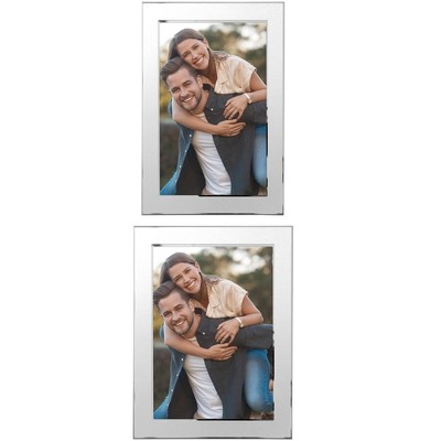 REGALWOVEN Home Room Modern Brushed Aluminum Real Glass Photo Frame
