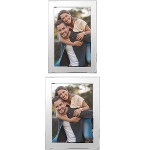 REGALWOVEN Home Room Modern Brushed Aluminum Real Glass Photo Frame - 1 of 4