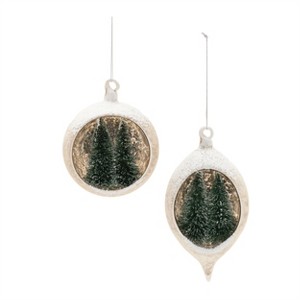 Mercury Glass Ornament with Pine Trees (Set of 6) - 1 of 1