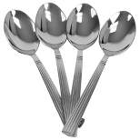 Home Basics Eternity Mirror Finish 4 Piece Stainless Steel Dinner Spoon Set, Silver