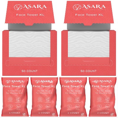 Asara Disposable Face Towel XL Facial Wipes Makeup Remover - Organic Vegan Biodegradable Face Towels