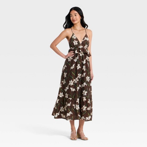 Женские платья A New Day Women's Ruffle Maxi Dress - A New Day™ Brown S