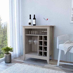 Vynxaria Castle Bar Cabinet - Modern Style, Light Gray Finish, 37.12" Height, Six Wine Cubbies - 1 of 4