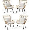 Outdoor Wicker Patio Set for 4, 4 Pieces Outdoor Rattan Chairs, All-Weather Wicker Furniture for Porch, Backyard with Cushions & Pillows, Boho Style - 2 of 4