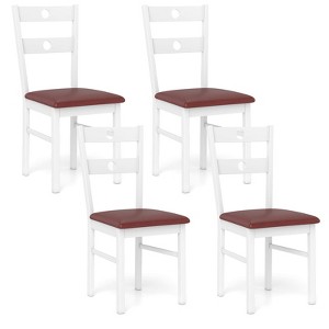 Costway Wood Dining Chairs Set of 2/4 with Rubber Wood Frame, Padded Seat & Slatted Backrest White/Walnut - 1 of 1