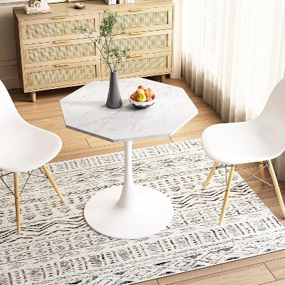Octagonal Marble Coffee Table, Mid-Century Modern Tulip Dining Table for Living Room or Office