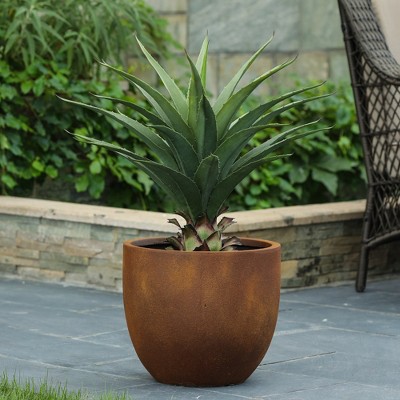 White Round Magnesium Oxide Outdoor Planter 17.2"