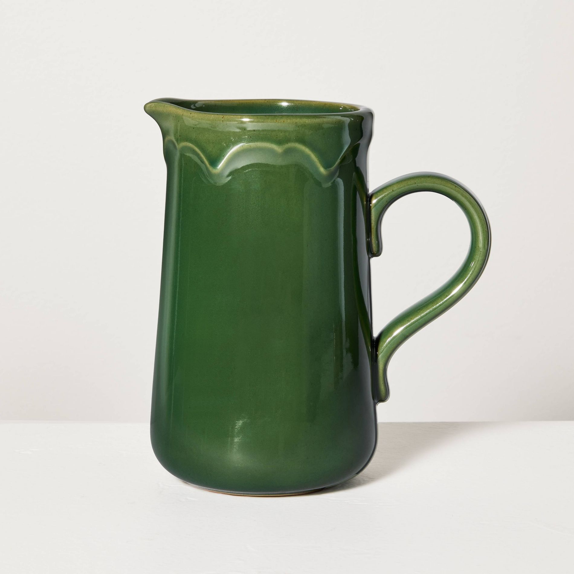 53 fl oz Stoneware Seasonal Pitcher Green - Hearth & Hand™ with Magnolia