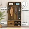Retro Hall Tree, Coat Rack with Shoe Rack Bench and Coat Hooks for Hanging Storage - 4 of 4