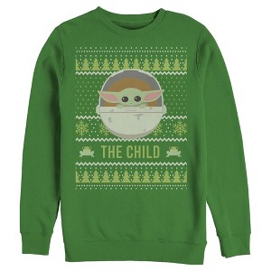 Men's Star Wars The Mandalorian The Child Ugly Christmas Frog Sweatshirt - 1 of 4