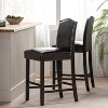ORRD Bar Stools Set of 2, Upholstered Counter Height Stools with Rivet Trim, 26-Inch Seat, Square Shield Back, Sturdy Wood Legs with Footrest, Brown - 3 of 4