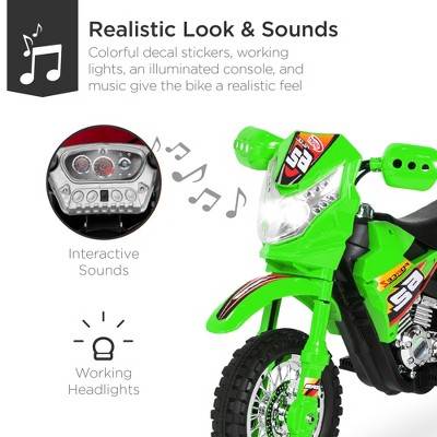 Green 6V Kids Ride-On Motorcycle with Training Wheels