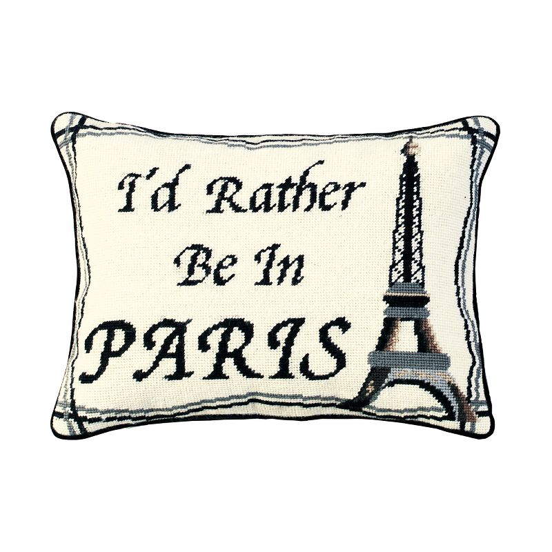 C&F Home 12" x 16" I'd Rather Be In Paris Needlepoint Throw Pillow, 1 of 4