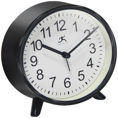 Black Plastic 5.75" Tabletop Alarm Clock with White Face