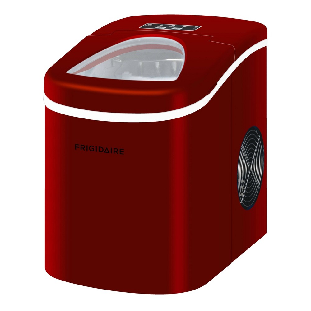 Photos - Freezer Frigidaire Compact Ice Maker - Red: Portable Countertop Ice Machine, Stainless Steel, 26 lbs Daily Production, 2 Ice Sizes 