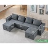 AMERLIFE Sectional Sofa with USB Ports, Cup Holders& Hidden Storage, U Shapes Couch- 4 Pieces Set - 2 of 4