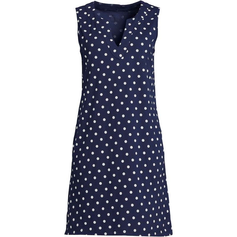 Lands' End Women's Long Cotton Jersey Sleeveless Swim Cover-up Dress Print, 3 of 5