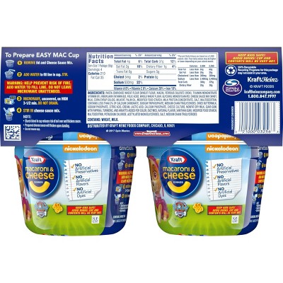 Kraft Mac and Cheese Cups Easy Microwavable Dinner with Nickelodeon Paw Patrol Pasta Shapes - 7.6oz / 4ct