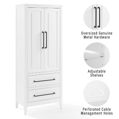Genevieve Freestanding White Office Storage Cabinet with Adjustable Shelving