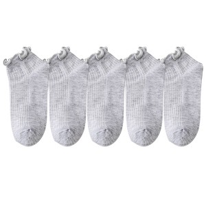 Anna-Kaci Women's 5-Pack Ribbed Ankle Socks with Ruffle Lettuce Trim Soft Stretch Cotton Cute Everyday Style - 1 of 4