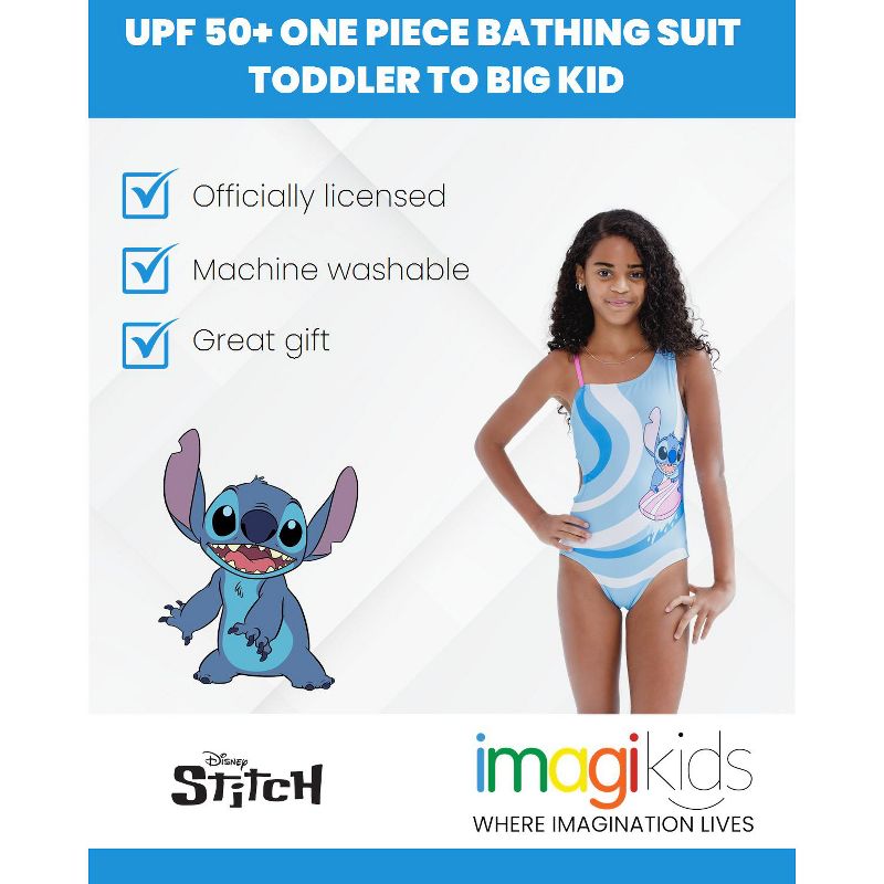 Disney Lilo & Stitch Girls One Piece Bathing Suit Toddler to Big Kid, 2 of 7