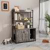 Cat Litter Box Enclosure Cabinet with 3-Tier Storage Shelves, 35.2''W Modern Hidden Cat House  for Home Organization-3irtyhousy - 2 of 4