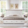 SinCiDo Queen Size Farmhouse Bed Frame, 54" Tall Geometric Headboard & 2 Storage Drawers ,Solid Wood Platform w/Reinforced Slats - 4 of 4