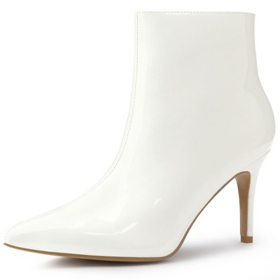 White high outlet heeled ankle boots