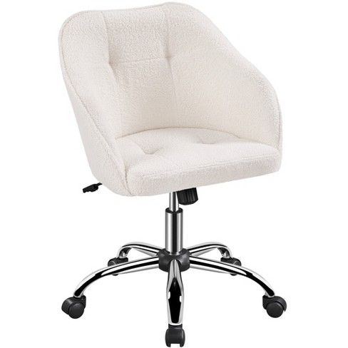 Yaheetech Modern Velvet Desk Chair Soft Height-Adjustable 360°Swivel  Computer Chair, Ivory