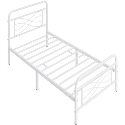 Yaheetech Vintage Twin Size Metal Bed Frame With Headboard, White : Target