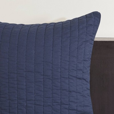 Navy Embroidered Cotton Euro Sham with Hidden Zipper
