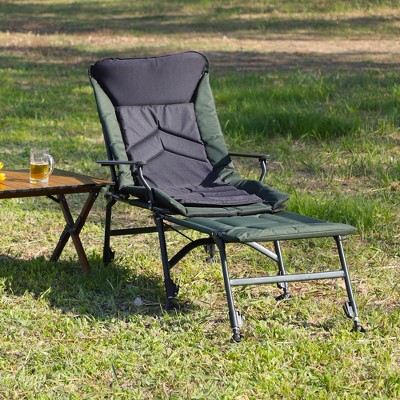 ALEXOUN Camping Lounge Chair with Detachable Footrest,Portable Folding Camping Chair with Adjustable backrest for Outdoor Camping Beach Hiking Fishing