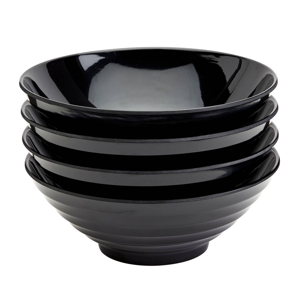 Infuse 4pc 8" Melamine Ramen Bowls Black