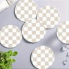 Anna-Kaci Checkered Car Cup Holder Coasters Anti-Slip Absorbent Mats Set of 2 3.5in - Light Beige - 4 of 4
