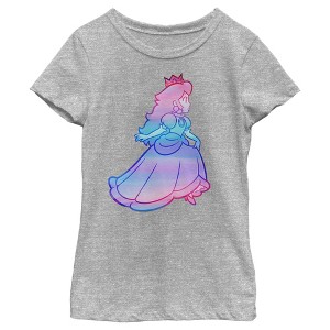 Girl's Nintendo Princess Peach Rainbow Fade T-Shirt - 1 of 4