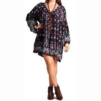 Women's Baby Doll Bohemian Peasant Mini Dress - Velzera