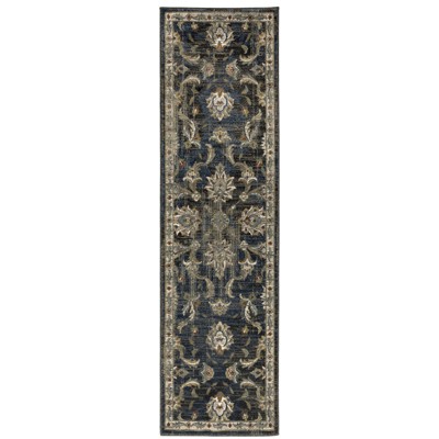Oriental Weavers Venice 4333B Charcoal/ Blue Indoor Area Rug - 2'3" x 7'6"
