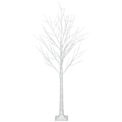 Slickblue 6FT White Snowflake Christmas Tree with 96 Warm LED Lights and Iron Base for Indoor Holiday Decor