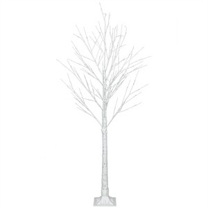 Slickblue 6FT White Snowflake Christmas Tree with 96 Warm LED Lights and Iron Base for Indoor Holiday Decor - 1 of 4