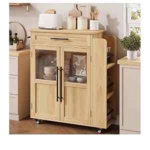 Mobile Kitchen Island Cart With Storage- 360° Rolling Wheels, Drawers, Spice Rack, Black Handle, Versatile Storage And Serving Cart For Kitchen And D - 1 of 4