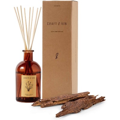 Craft & Kin Aromatherapy Scented Oil Reed Diffuser Set With Oud Wood Scent