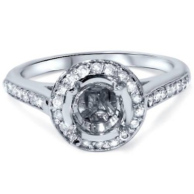 Pompeii3 1/4ct SI Diamond Halo Semi Mount Engagement Ring 14K White Gold