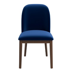 Gulches Navy Blue Dining Chairs - Mid-Century Modern Set with Elegant Wood Legs - 1 of 4