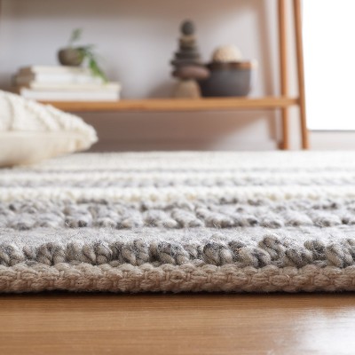 Gray and Beige Handwoven Wool Cotton Area Rug