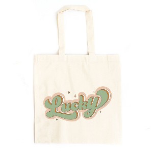 City Creek Prints Lucky Retro Stars Canvas Tote Bag - 15x16 - Natural - 1 of 2