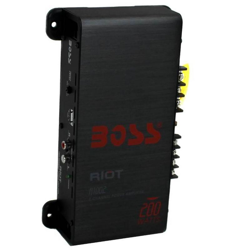 BOSS Audio Systems R1002 Riot 200 Watt 2-Channel Class A/B 2 Ohm Stable Full Range Car Audio High Output Power Amplifier, 1 of 7