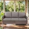 POCASSY Wicker Outdoor Couch, Brown Wicker Sofa Outdoor Furniture with All Weather Rattan and Olefin Cushion for Porch Balcony - 2 of 4