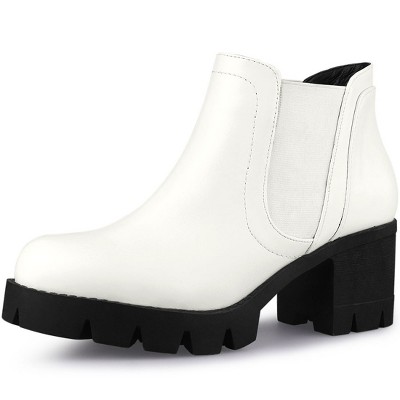 Allegra K Women's Lug Sole Chunky Heel Chelsea Ankle Boots